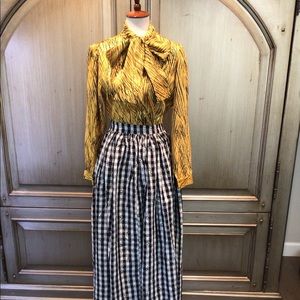 Vintage  ok and white gingham maxi skirt s small